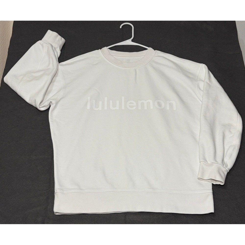Lululemon Perfectly Oversized Crewneck Sweatshirt White Logo Pullover